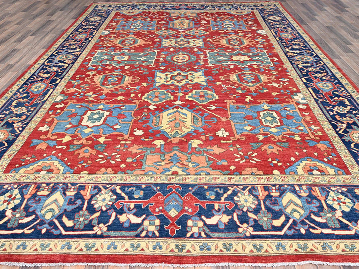 9'10" x 13'1" New Hand Knotted Red Wool Rectangle Oriental Rug - MOA10286962