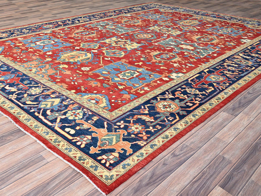 9'10" x 13'1" New Hand Knotted Red Wool Rectangle Oriental Rug - MOA10286962
