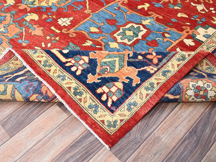 9'10" x 13'1" New Hand Knotted Red Wool Rectangle Oriental Rug - MOA10286962