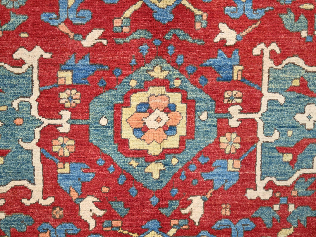 9'10" x 13'1" New Hand Knotted Red Wool Rectangle Oriental Rug - MOA10286962