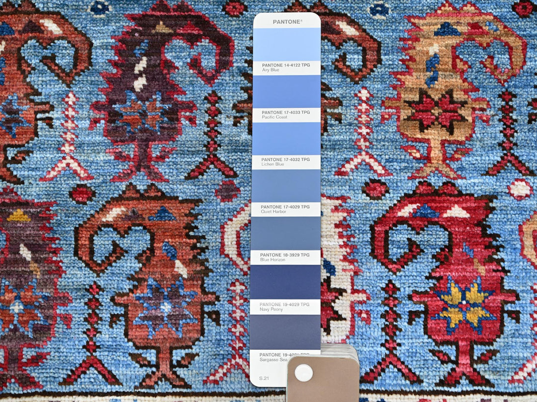 8'9" x 10'5" New Hand Knotted Blue Wool Rectangle Oriental Rug - MOA10286977