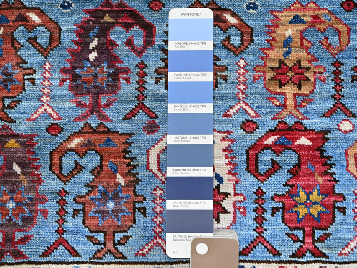8'9" x 10'5" New Hand Knotted Blue Wool Rectangle Oriental Rug - MOA10286977
