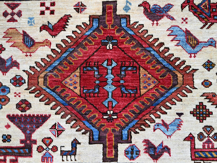 8'9" x 10'5" New Hand Knotted Blue Wool Rectangle Oriental Rug - MOA10286977