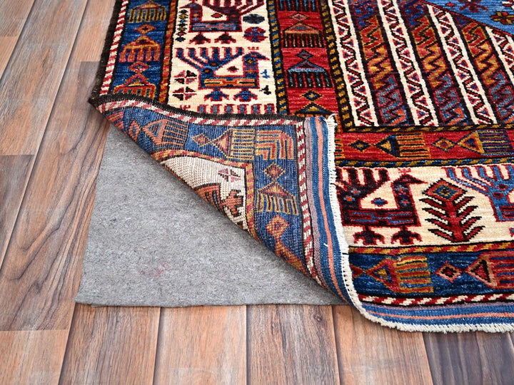 6'3" x 8'5" New Hand Knotted Blue Wool Rectangle Oriental Rug - MOA10286978