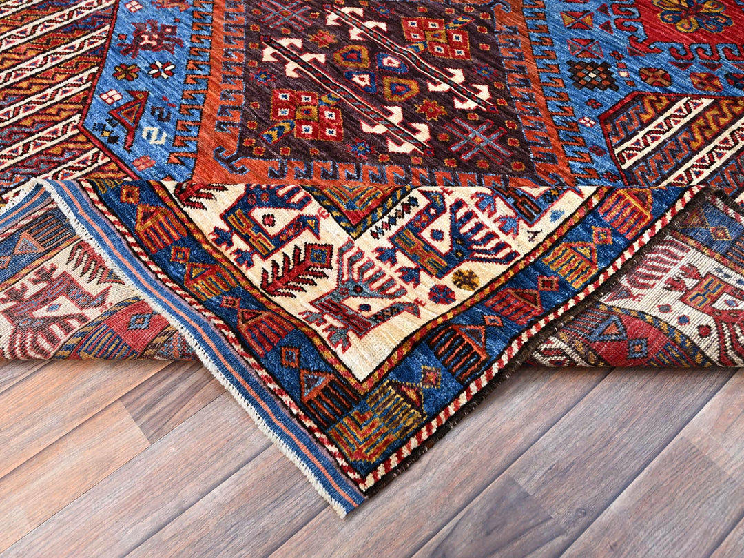 6'3" x 8'5" New Hand Knotted Blue Wool Rectangle Oriental Rug - MOA10286978
