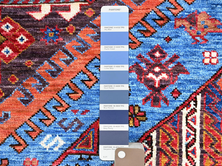 6'3" x 8'5" New Hand Knotted Blue Wool Rectangle Oriental Rug - MOA10286978