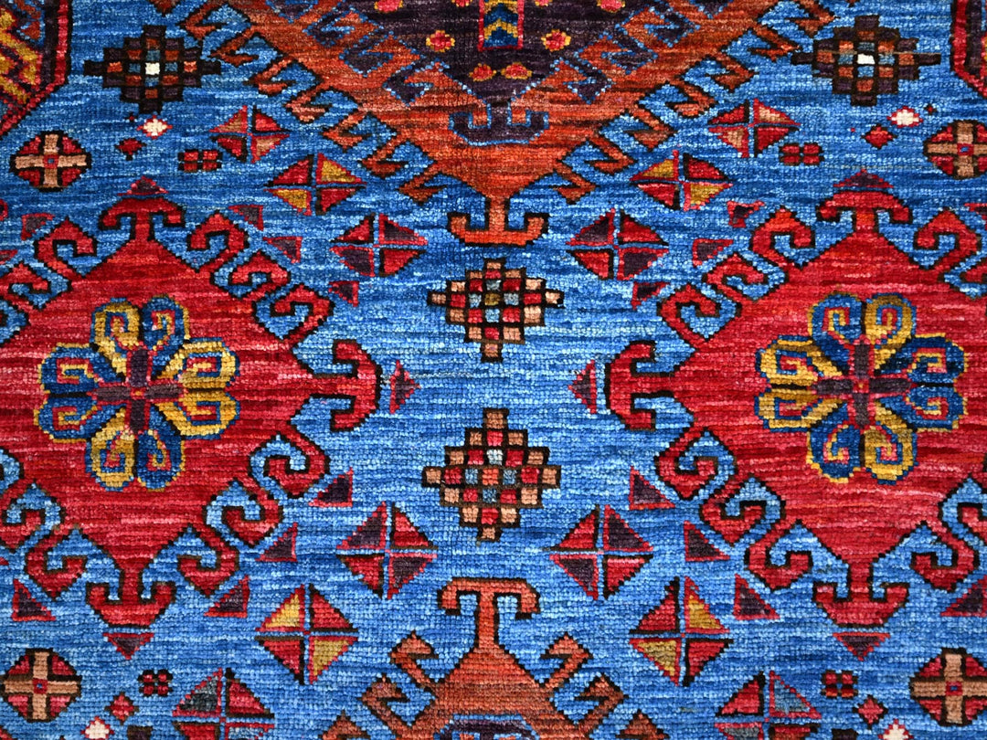 6'3" x 8'5" New Hand Knotted Blue Wool Rectangle Oriental Rug - MOA10286978