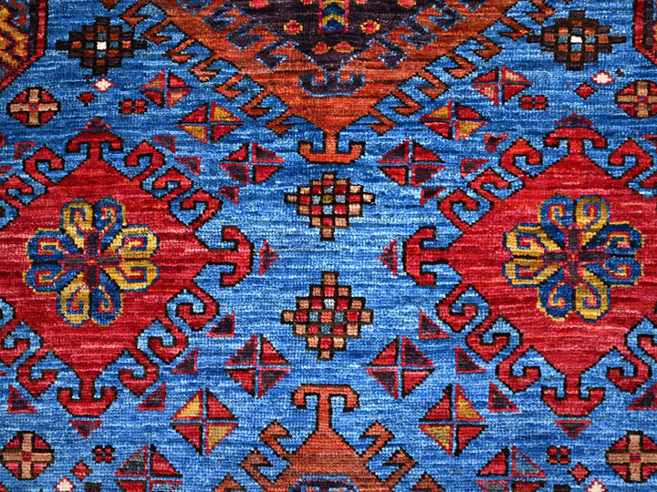 6'3" x 8'5" New Hand Knotted Blue Wool Rectangle Oriental Rug - MOA10286978