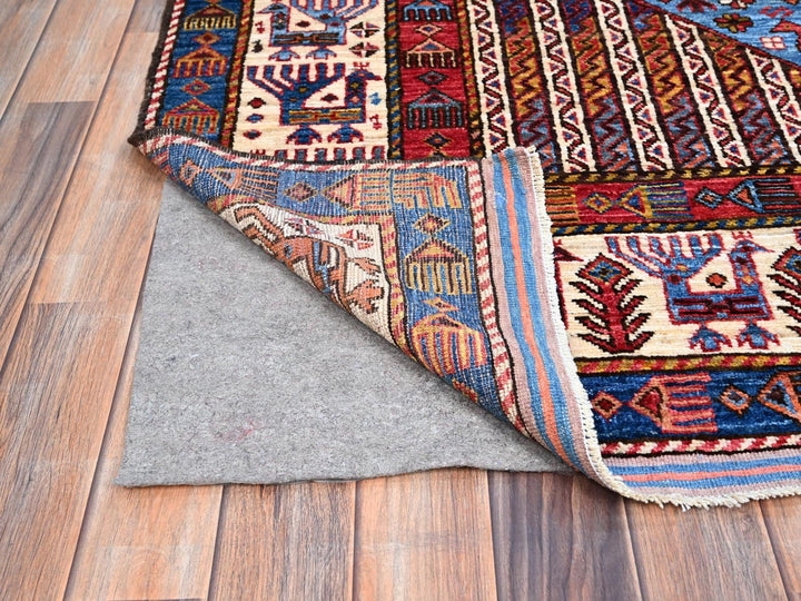 5'10" x 9'0" New Hand Knotted Blue Wool Rectangle Oriental Rug - MOA10286981