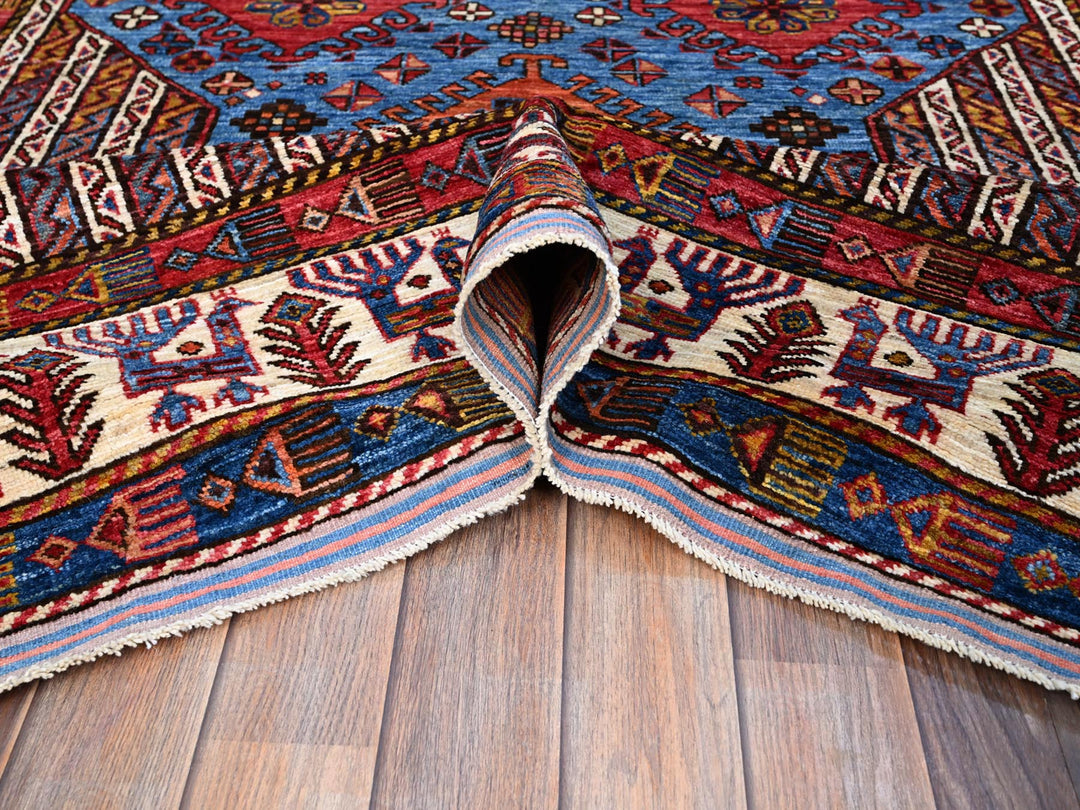 5'10" x 9'0" New Hand Knotted Blue Wool Rectangle Oriental Rug - MOA10286981