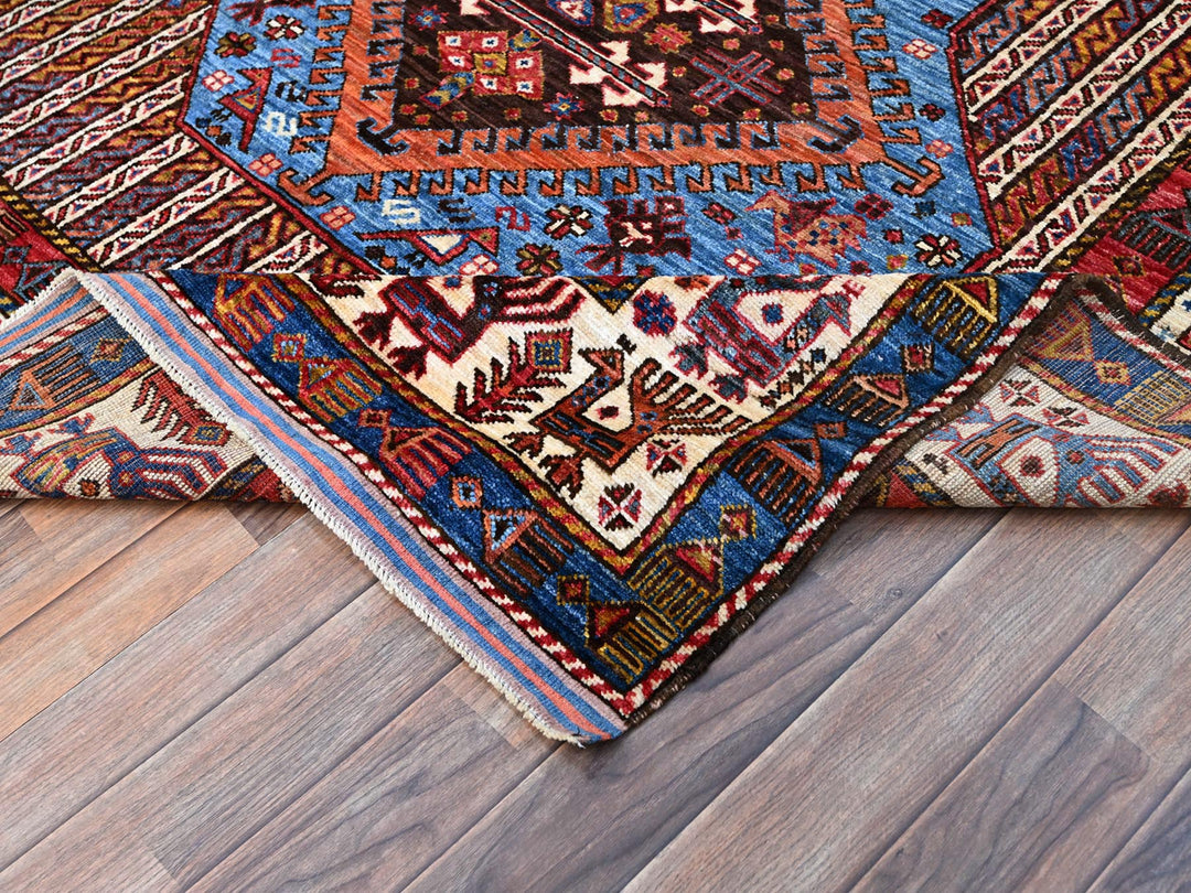 5'10" x 9'0" New Hand Knotted Blue Wool Rectangle Oriental Rug - MOA10286981