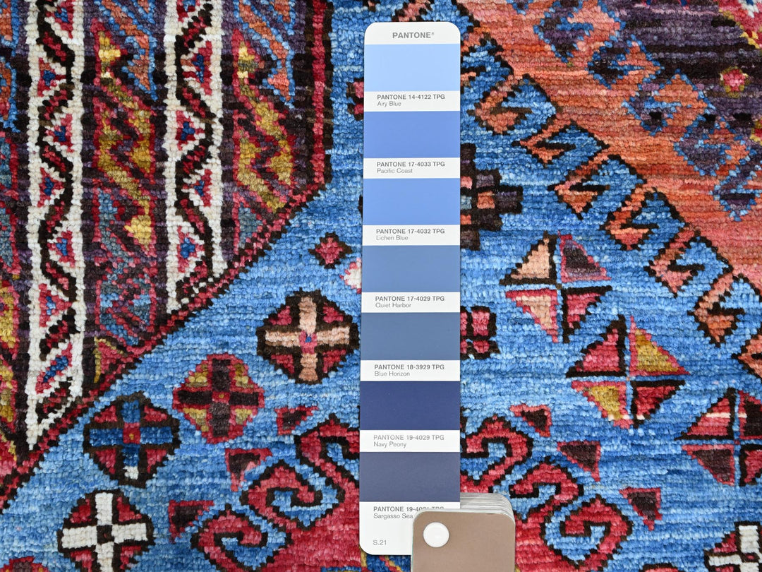 5'10" x 9'0" New Hand Knotted Blue Wool Rectangle Oriental Rug - MOA10286981