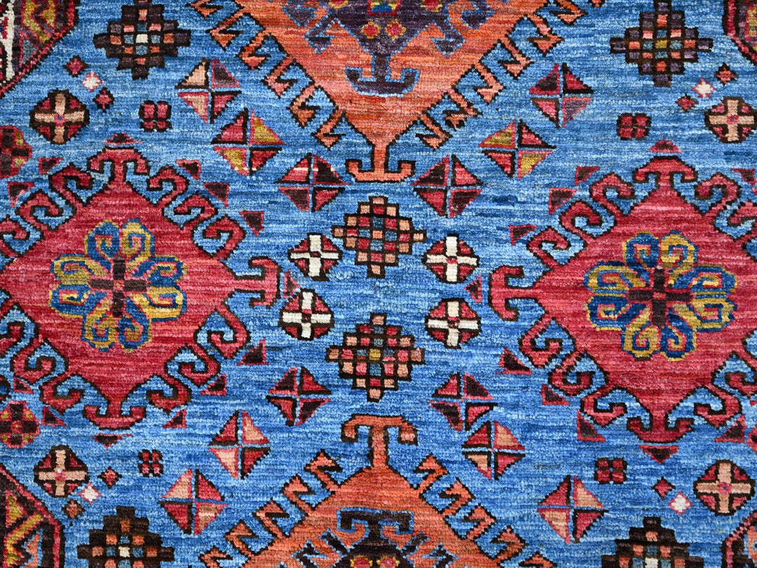 5'10" x 9'0" New Hand Knotted Blue Wool Rectangle Oriental Rug - MOA10286981