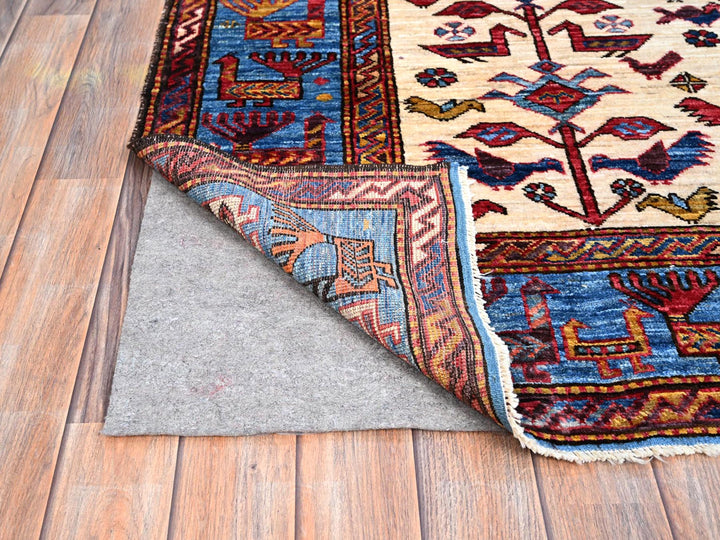 5'11" x 7'8" New Hand Knotted Ivory Wool Rectangle Oriental Rug - MOA10286983