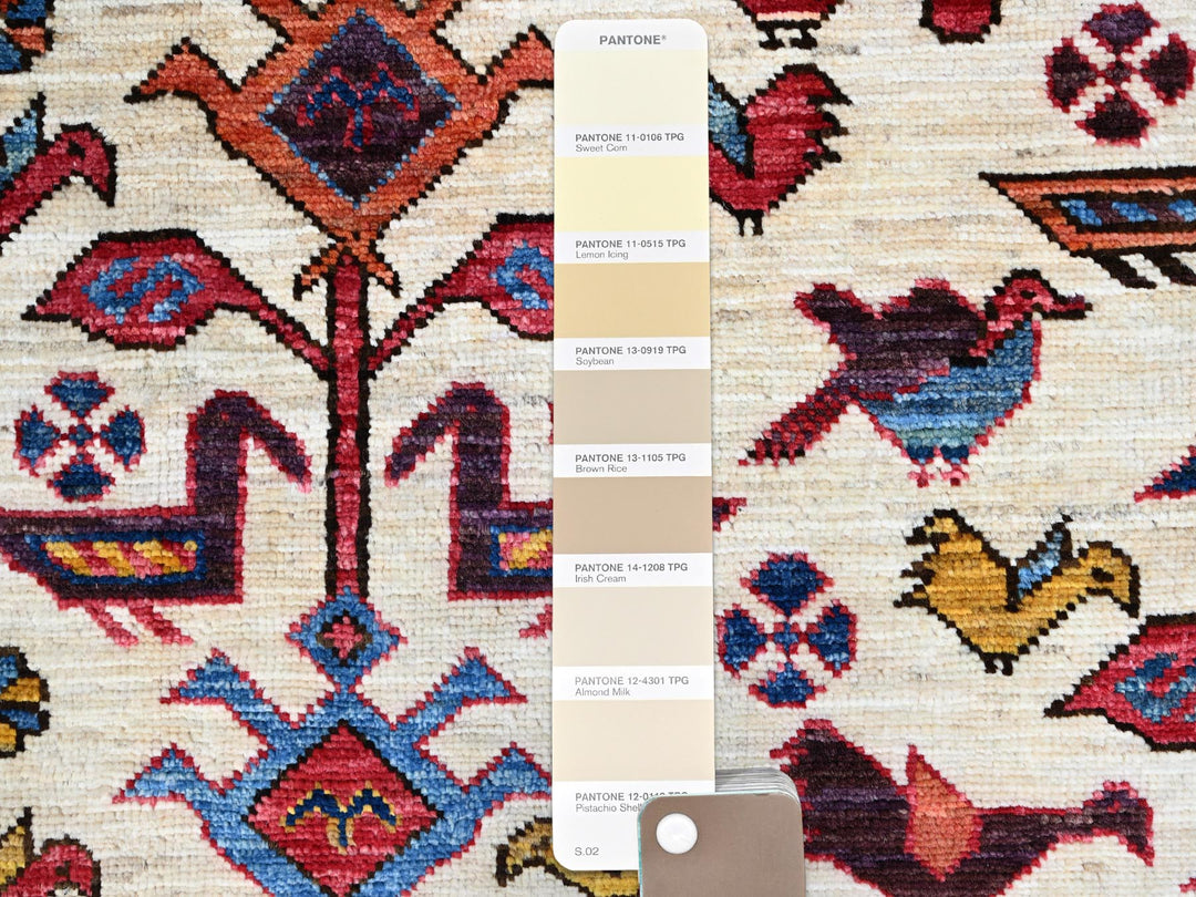 5'11" x 7'8" New Hand Knotted Ivory Wool Rectangle Oriental Rug - MOA10286983