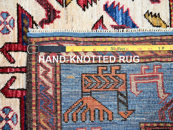 5'11" x 7'8" New Hand Knotted Ivory Wool Rectangle Oriental Rug - MOA10286983