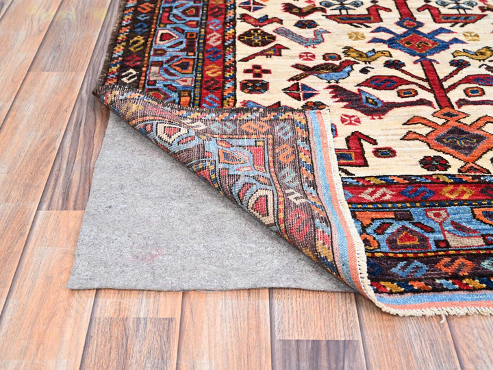 3'8" x 5'4" New Hand Knotted Ivory Wool Rectangle Oriental Rug - MOA10286988