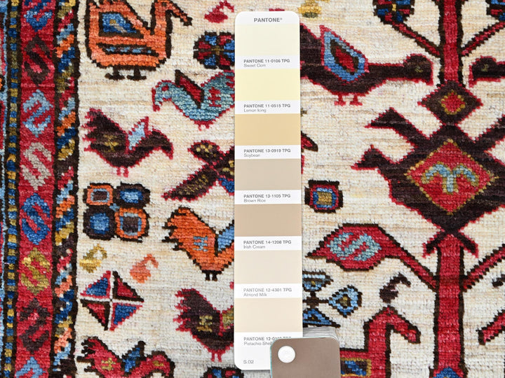 3'8" x 5'4" New Hand Knotted Ivory Wool Rectangle Oriental Rug - MOA10286988