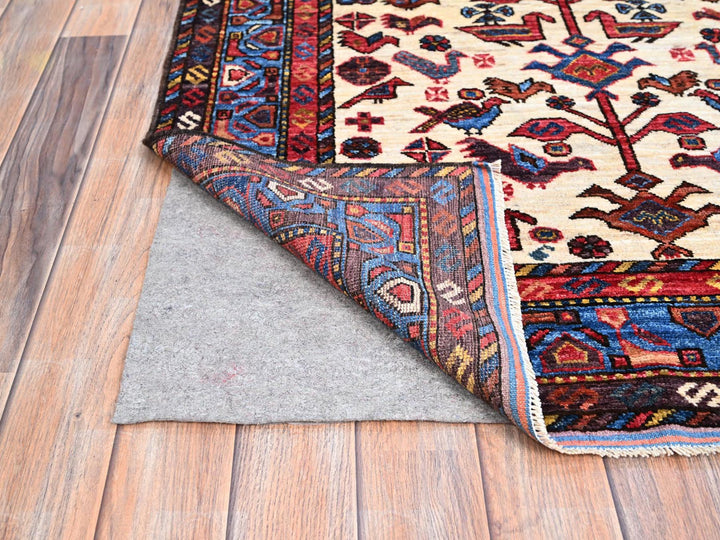 3'7" x 5'3" New Hand Knotted Ivory Wool Rectangle Oriental Rug - MOA10286990
