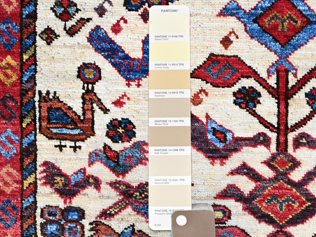 3'7" x 5'3" New Hand Knotted Ivory Wool Rectangle Oriental Rug - MOA10286990