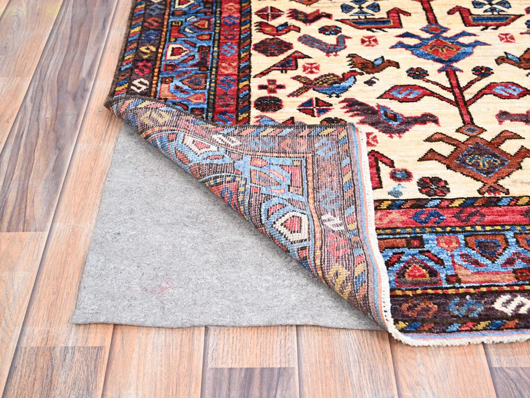 3'6" x 4'10" New Hand Knotted Ivory Wool Rectangle Oriental Rug - MOA10286991