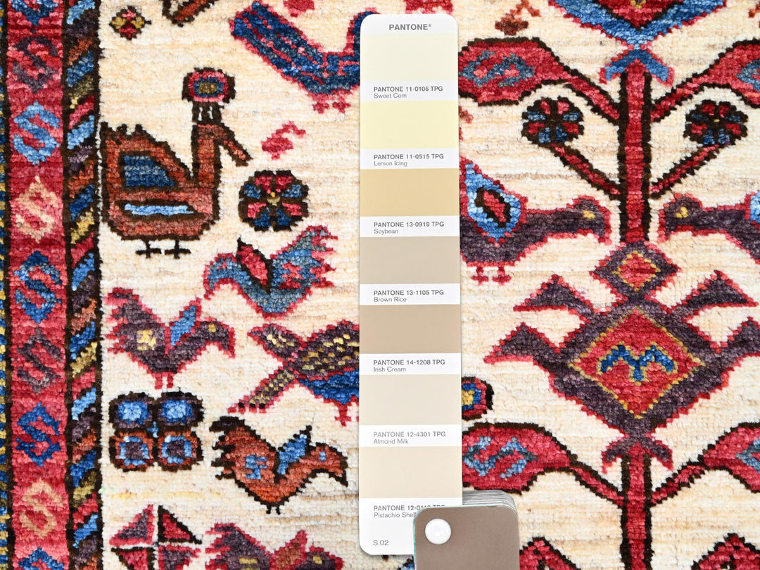 3'6" x 4'10" New Hand Knotted Ivory Wool Rectangle Oriental Rug - MOA10286991
