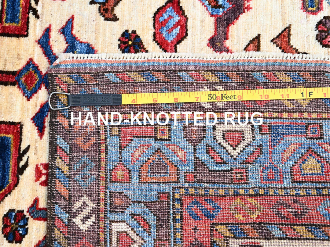3'6" x 4'10" New Hand Knotted Ivory Wool Rectangle Oriental Rug - MOA10286991