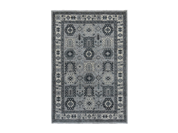6'2" x 9'2" New Hand Knotted Grey Wool Rectangle Oriental Rug - MOA10287001