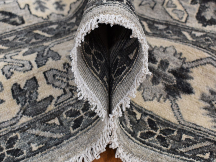 6'2" x 9'2" New Hand Knotted Grey Wool Rectangle Oriental Rug - MOA10287001