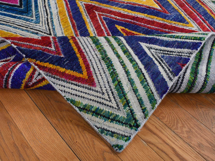 6'0" x 9'0" New Hand Knotted Pink Wool & Silk Rectangle Oriental Rug - MOA10287005