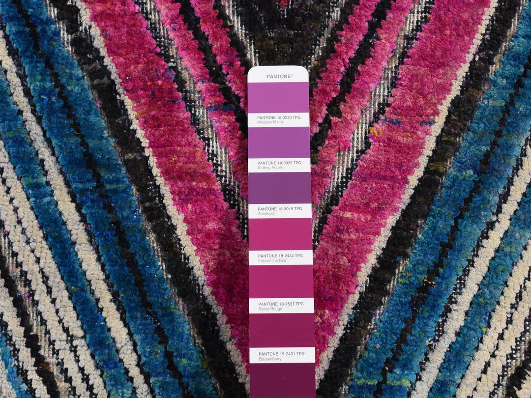 6'0" x 9'0" New Hand Knotted Pink Wool & Silk Rectangle Oriental Rug - MOA10287005
