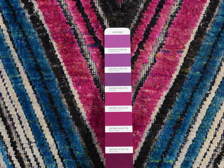 6'0" x 9'0" New Hand Knotted Pink Wool & Silk Rectangle Oriental Rug - MOA10287005