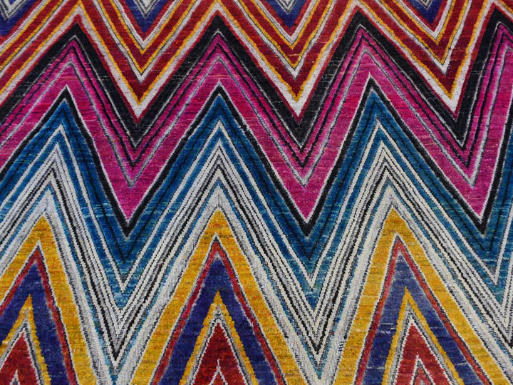 6'0" x 9'0" New Hand Knotted Pink Wool & Silk Rectangle Oriental Rug - MOA10287005