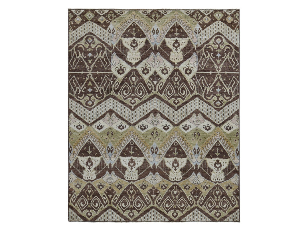 8'1" x 10'0" New Hand Knotted Brown Wool Rectangle Oriental Rug - MOA10287007