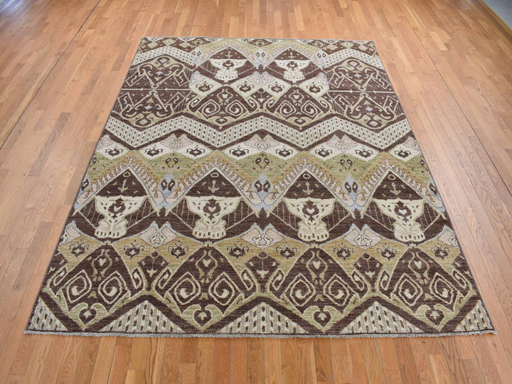 8'1" x 10'0" New Hand Knotted Brown Wool Rectangle Oriental Rug - MOA10287007