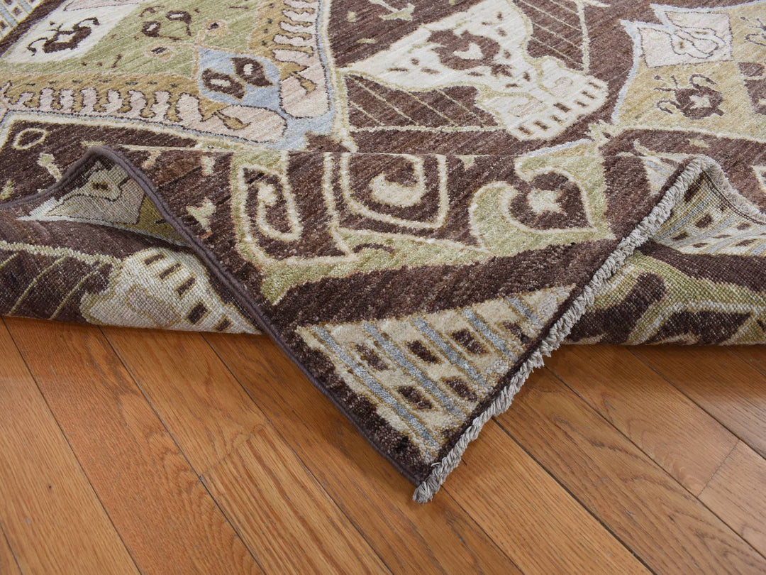 8'1" x 10'0" New Hand Knotted Brown Wool Rectangle Oriental Rug - MOA10287007
