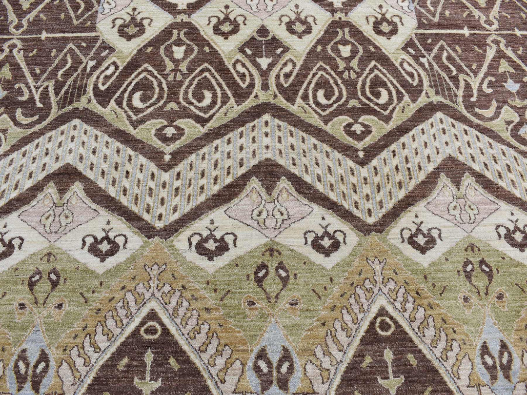 8'1" x 10'0" New Hand Knotted Brown Wool Rectangle Oriental Rug - MOA10287007