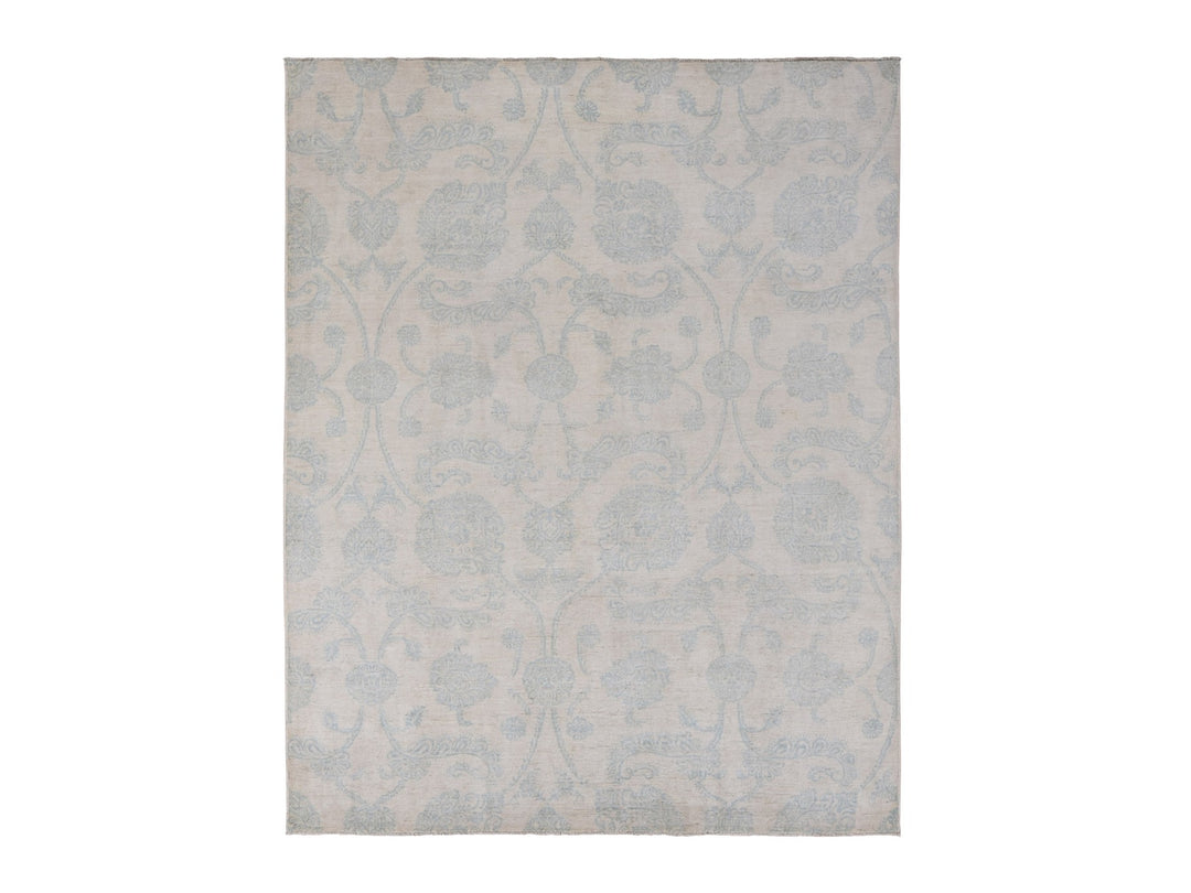 8'0" x 10'1" New Hand Knotted Ivory Wool Rectangle Oriental Rug - MOA10287009