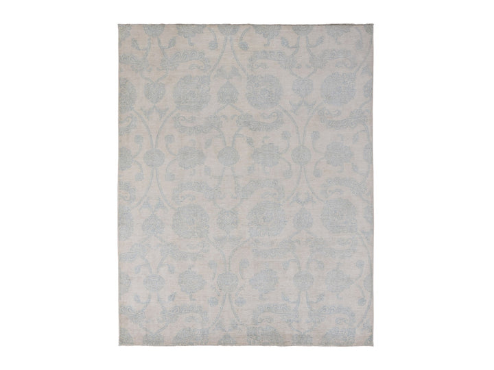 8'0" x 10'1" New Hand Knotted Ivory Wool Rectangle Oriental Rug - MOA10287009