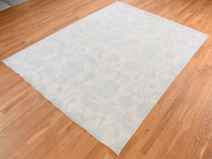 8'0" x 10'1" New Hand Knotted Ivory Wool Rectangle Oriental Rug - MOA10287009