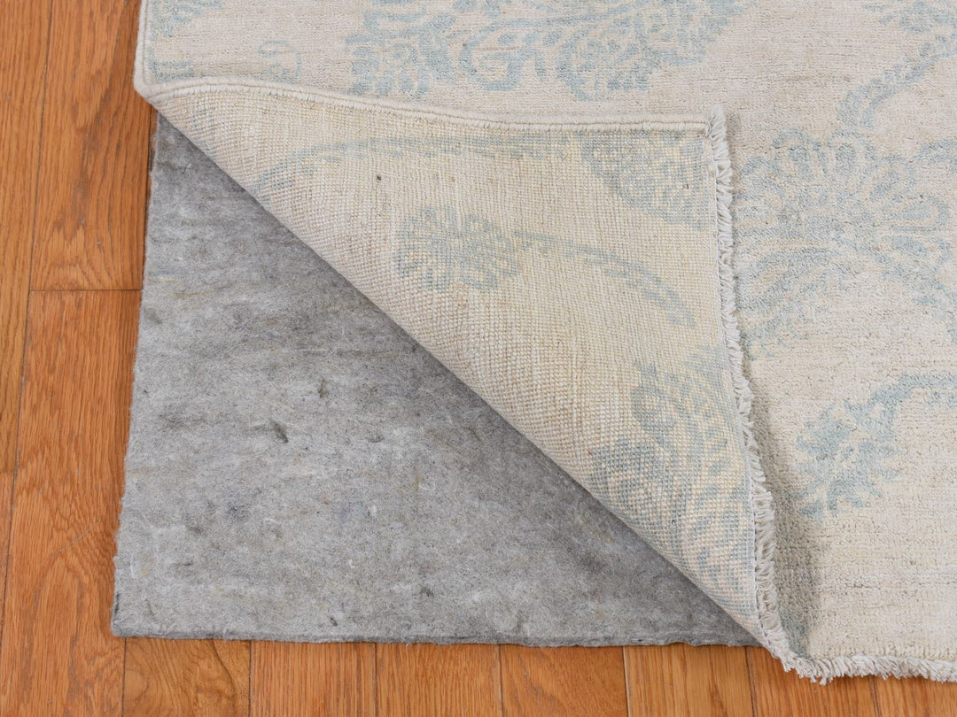 8'0" x 10'1" New Hand Knotted Ivory Wool Rectangle Oriental Rug - MOA10287009