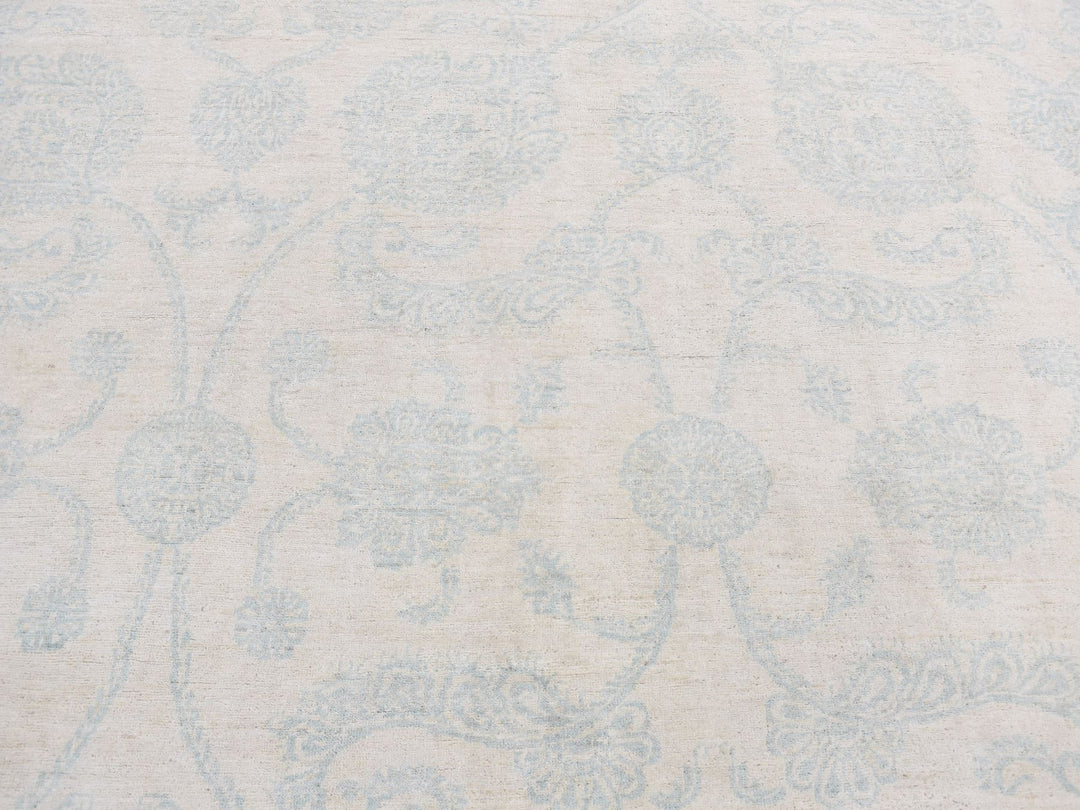 8'0" x 10'1" New Hand Knotted Ivory Wool Rectangle Oriental Rug - MOA10287009