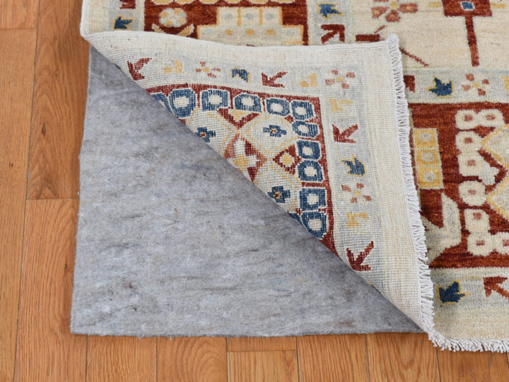 7'9" x 9'9" New Hand Knotted Ivory Wool Rectangle Oriental Rug - MOA10287010