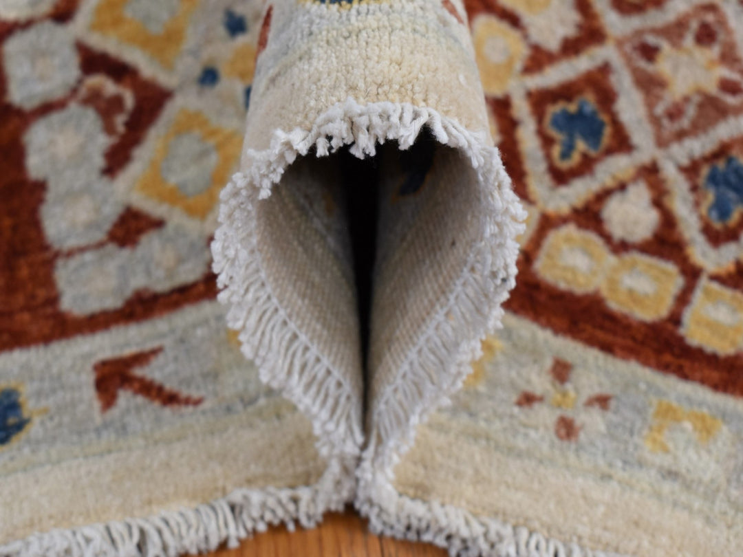 7'9" x 9'9" New Hand Knotted Ivory Wool Rectangle Oriental Rug - MOA10287010