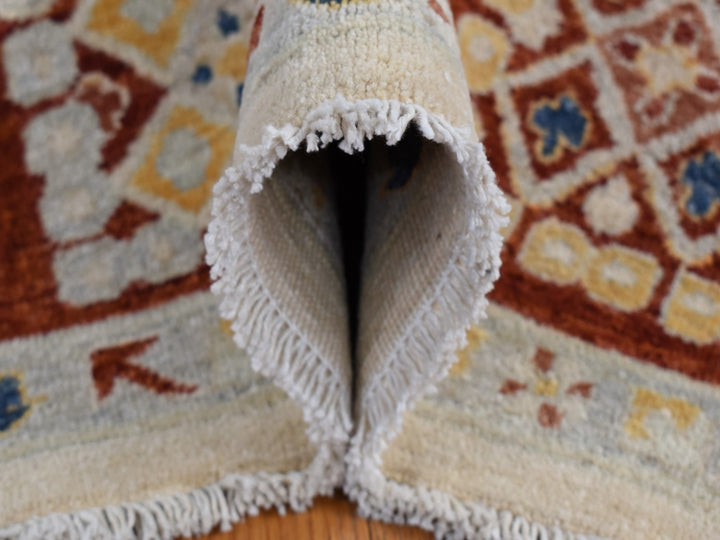 7'9" x 9'9" New Hand Knotted Ivory Wool Rectangle Oriental Rug - MOA10287010
