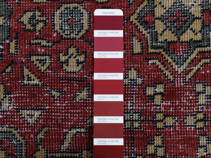 6'1" x 9'0" New Hand Knotted Red Worn Wool Rectangle Oriental Rug - MOA10287012