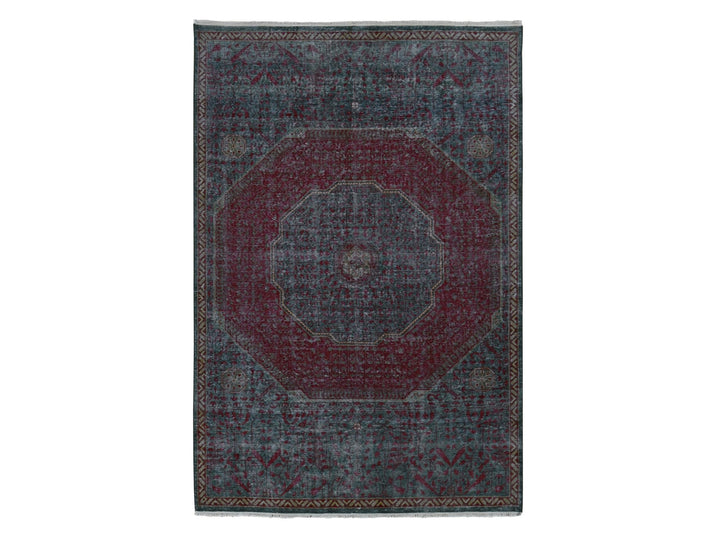 6'0" x 9'0" New Hand Knotted Green Wool Rectangle Oriental Rug - MOA10287015
