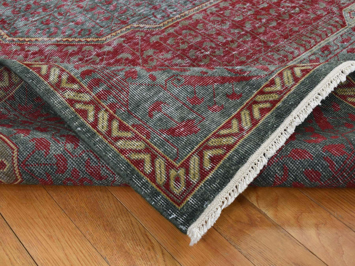 6'0" x 9'0" New Hand Knotted Green Wool Rectangle Oriental Rug - MOA10287015