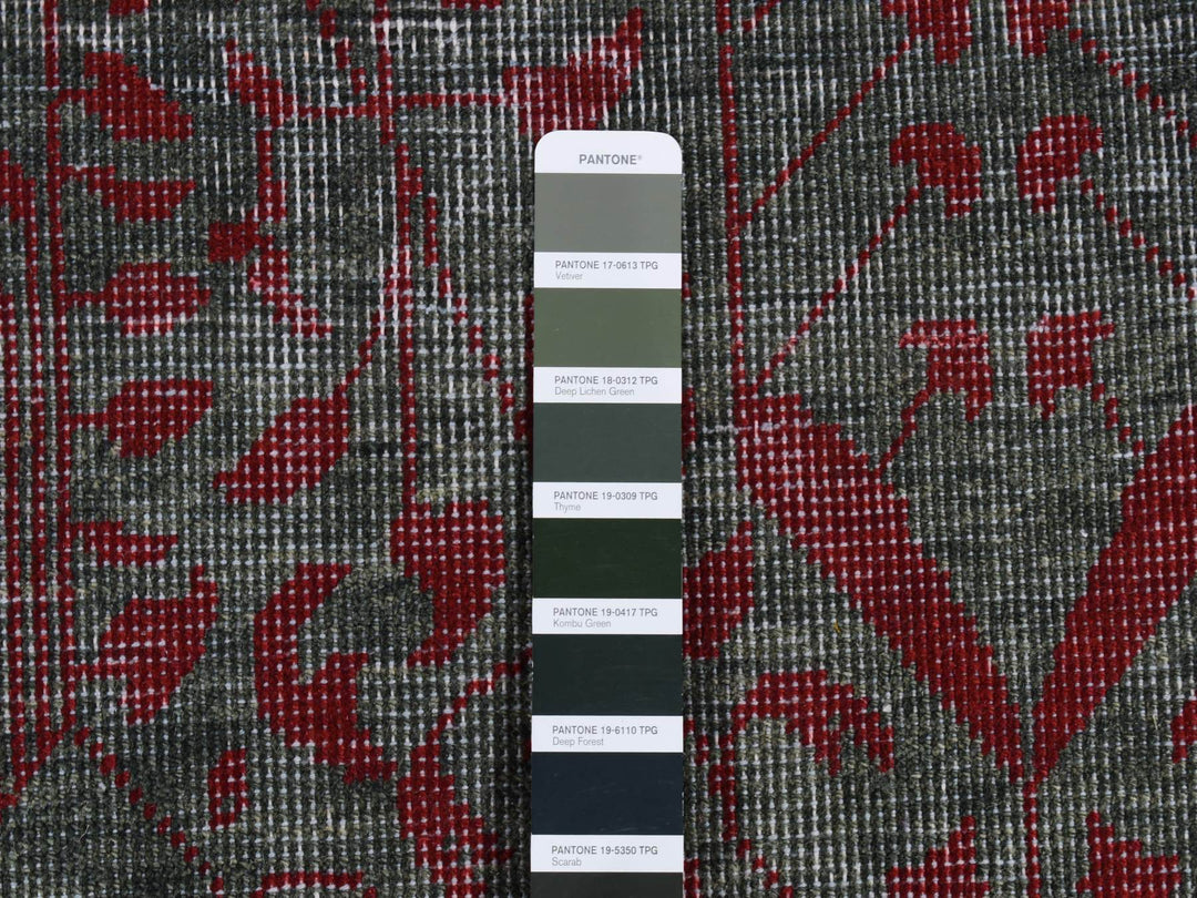 6'0" x 9'0" New Hand Knotted Green Wool Rectangle Oriental Rug - MOA10287015