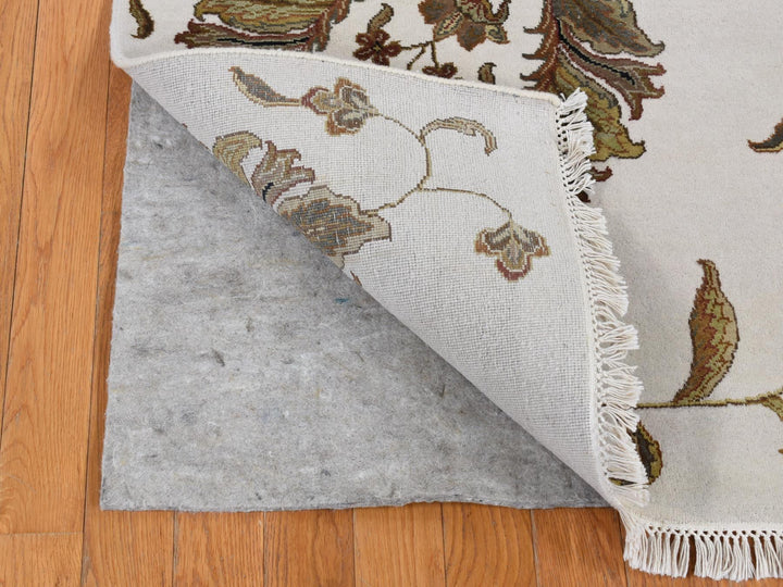 6'0" x 9'2" New Hand Knotted Grey Wool & Silk Rectangle Oriental Rug - MOA10287017